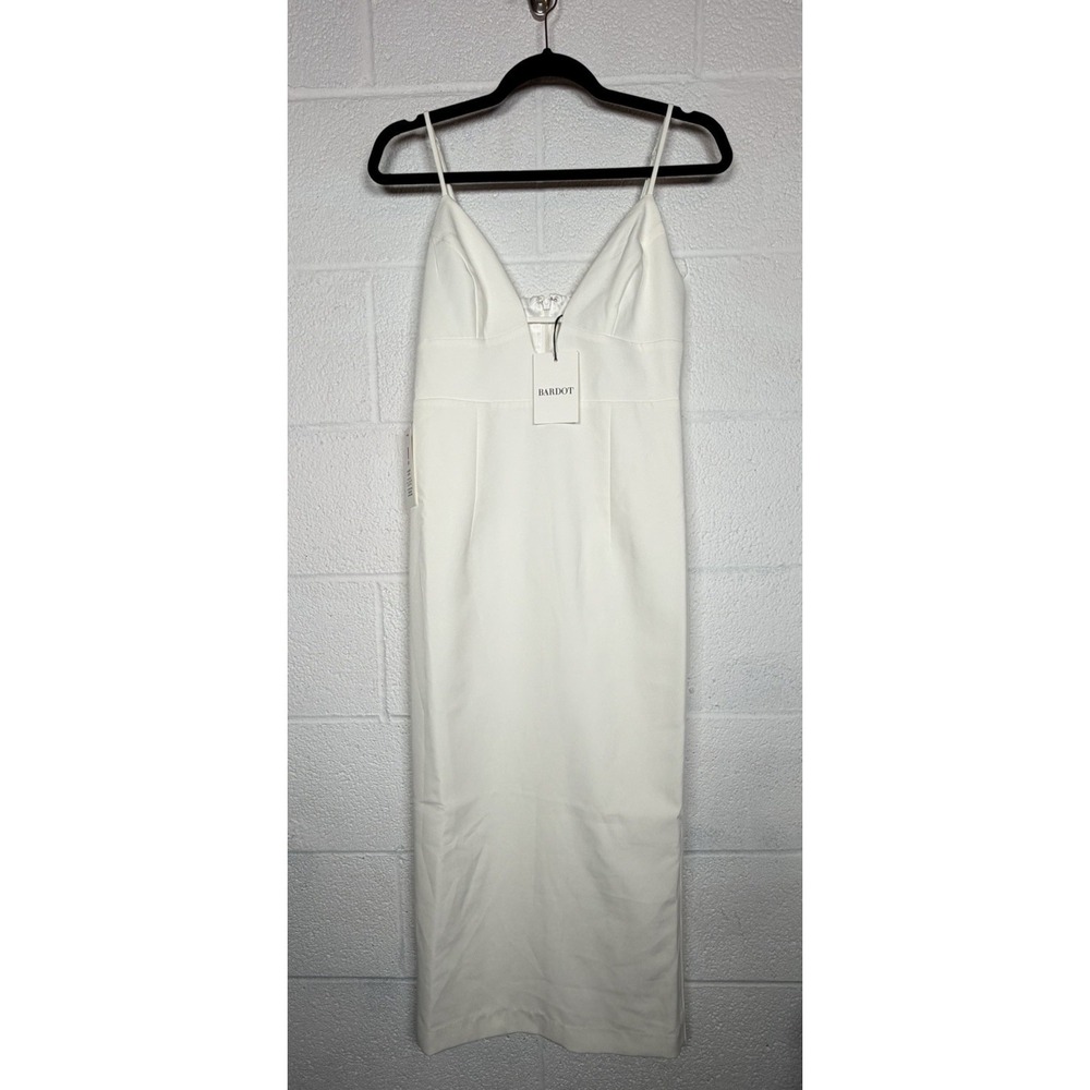 Bardot Celeste Midi Dress Ivory White NWT Size 4 XS Bridal Occasion Minimalist